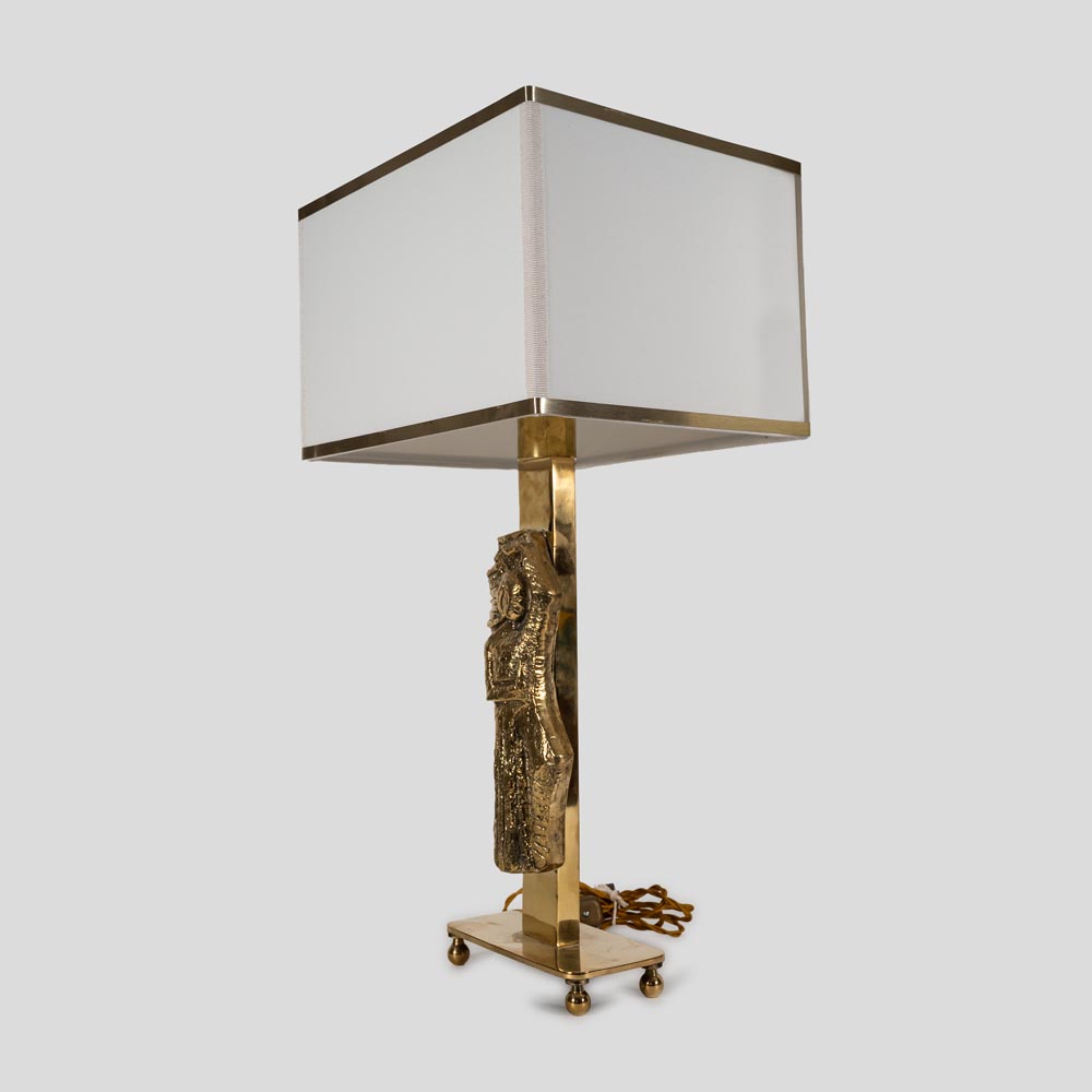 Pair vintage Italian design brass table lamps with solid figure decor-FM2401 (6)