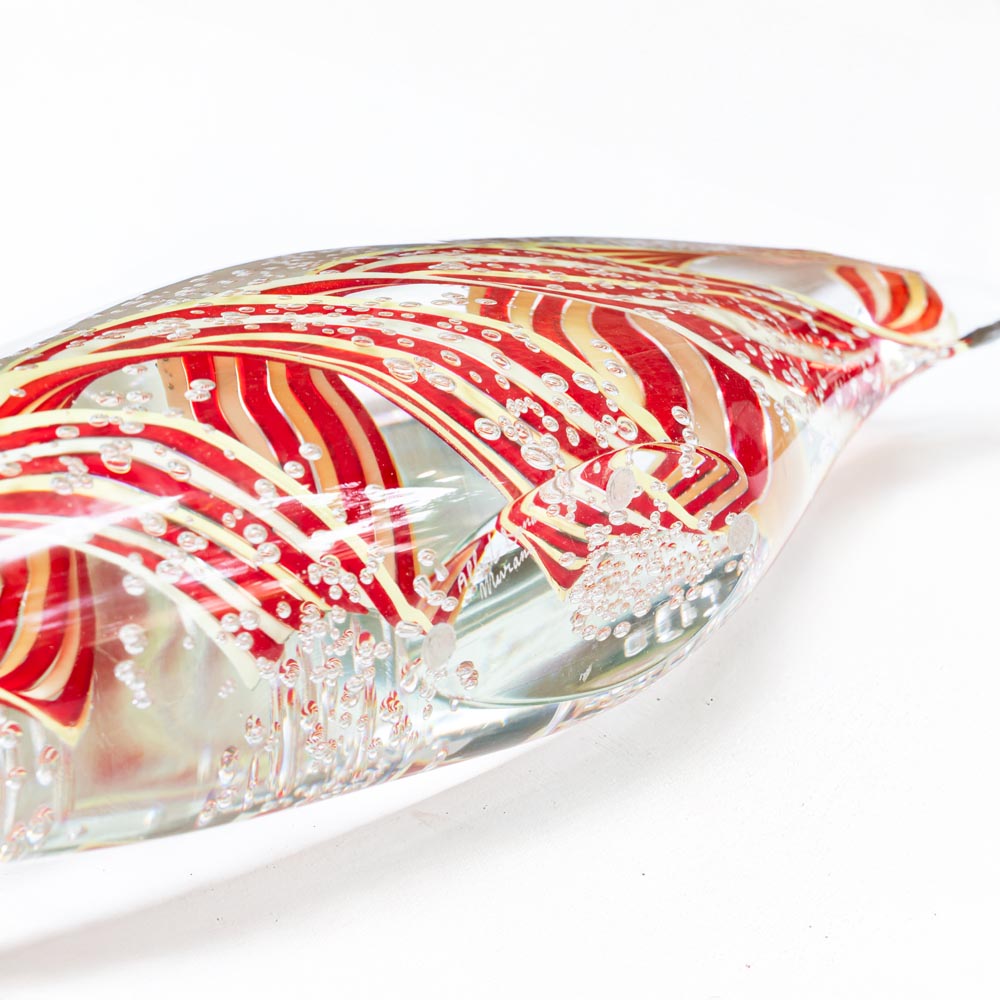 Unique Murano glass yellow orange and clear glass fish sculpture by Alberto Dona-FM2133 (1)