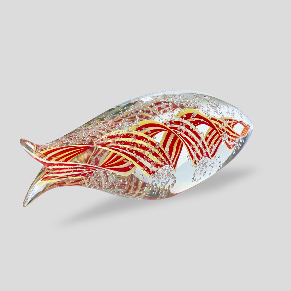 Unique Murano glass yellow orange and clear glass fish sculpture by Alberto Dona-FM2133 (10)
