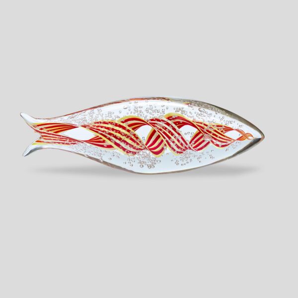 Unique Murano glass yellow orange and clear glass fish sculpture by Alberto Dona