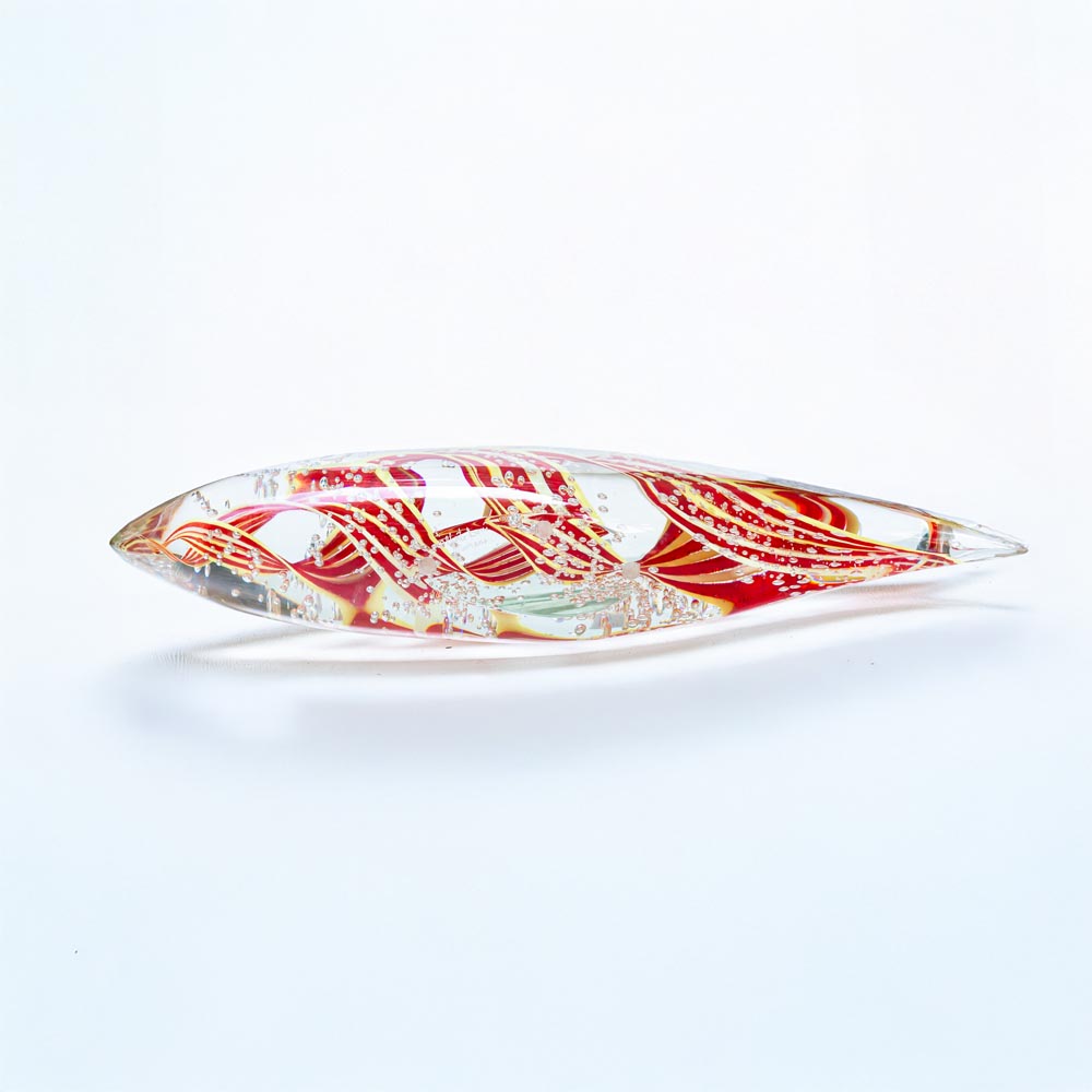 Unique Murano glass yellow orange and clear glass fish sculpture by Alberto Dona-FM2133 (2)