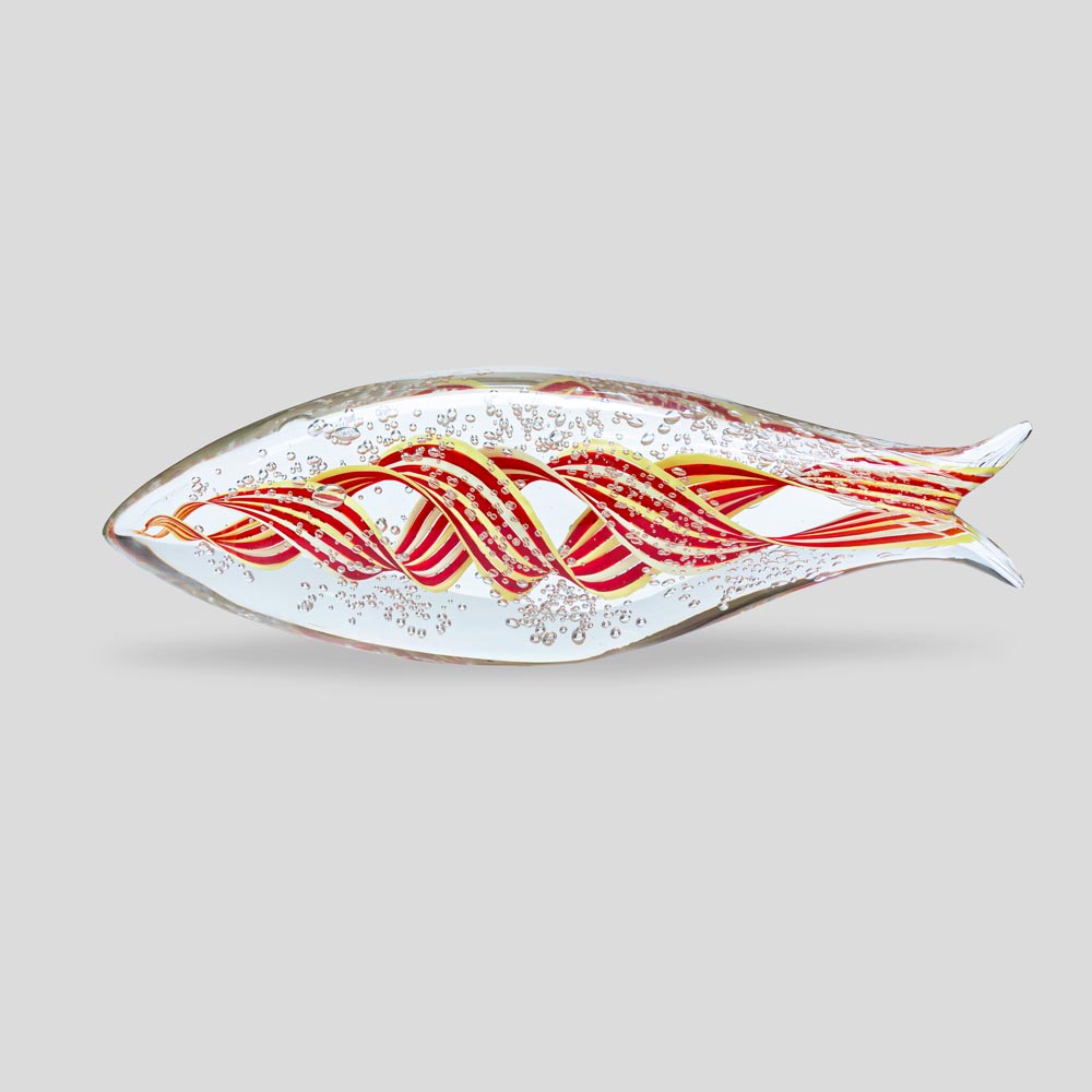 Unique Murano glass yellow orange and clear glass fish sculpture by Alberto Dona-FM2133 (4)