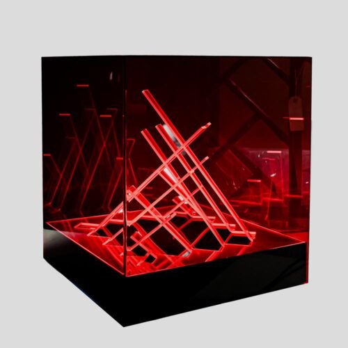 Cubo Di Teo Space-Age Red Kinetic Lamp By James Riviere