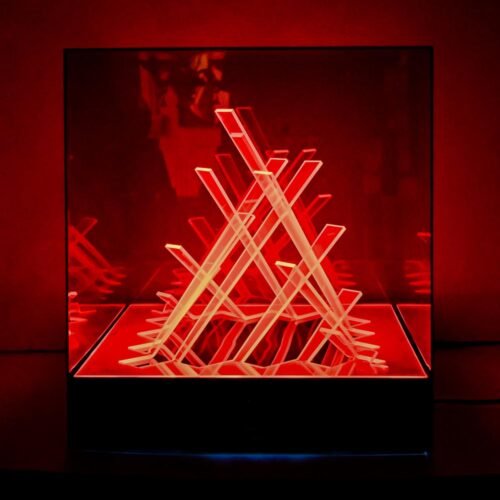 Cubo Di Teo Space-Age Red Kinetic Lamp By James Riviere