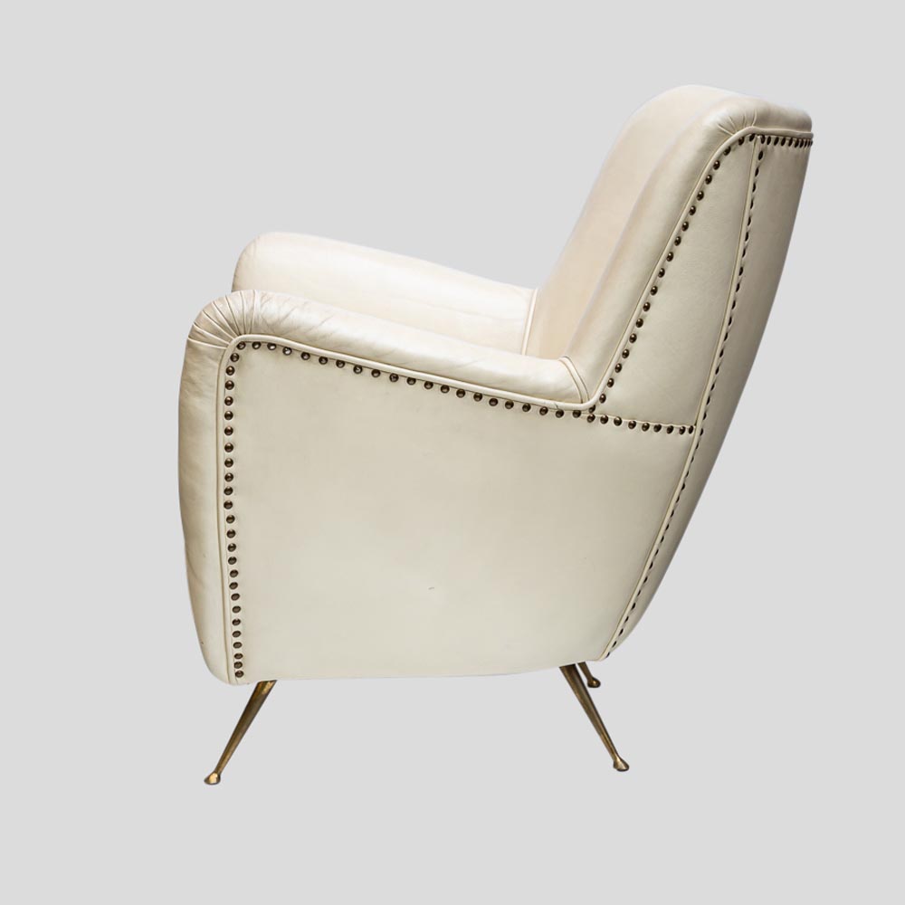 Pair of 1950s leather upholstered Italian design armchairs-FM2282 (3)