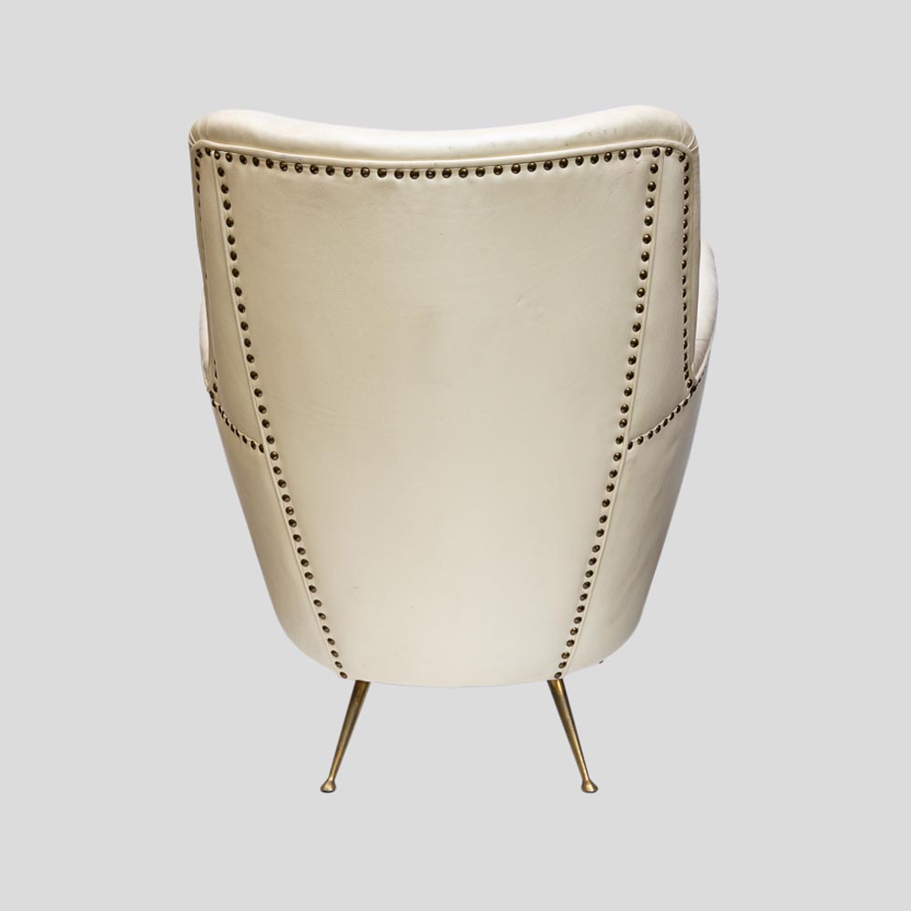 Pair of 1950s leather upholstered Italian design armchairs-FM2282 (4)