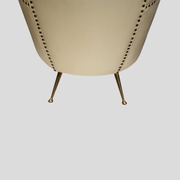 Pair of 1950s leather upholstered Italian design armchairs