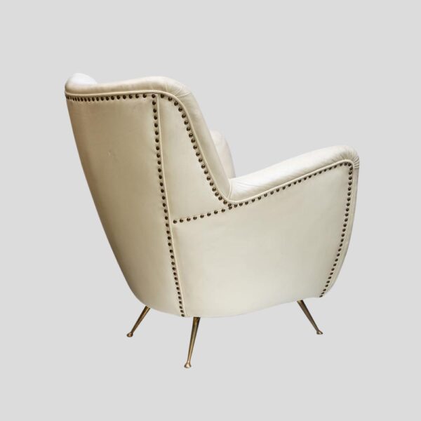 Pair of 1950s leather upholstered Italian design armchairs