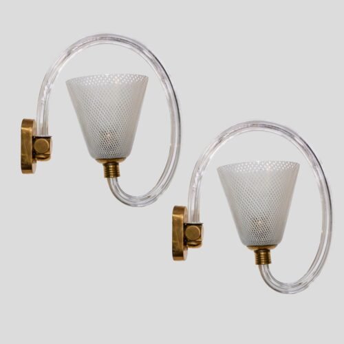 Pair of Italian design Reticello sconces late 1940 by Seguso