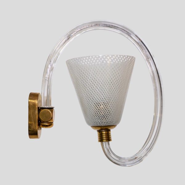 Pair of Italian design Reticello sconces late 1940 by Seguso
