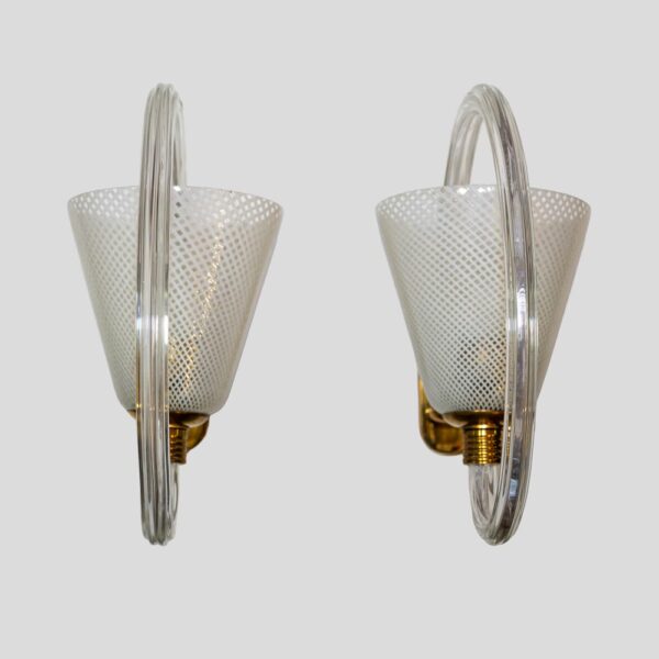 Pair of Italian design Reticello sconces late 1940 by Seguso