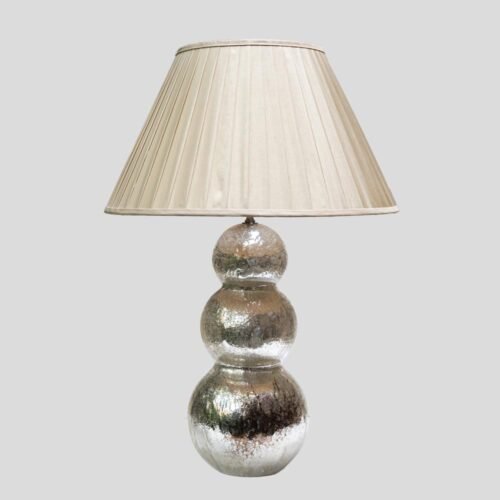 Vintage silver Pulegoso blown glass 3 spheres table lamp