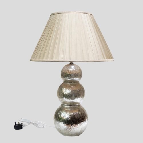 Vintage silver Pulegoso blown glass 3 spheres table lamp