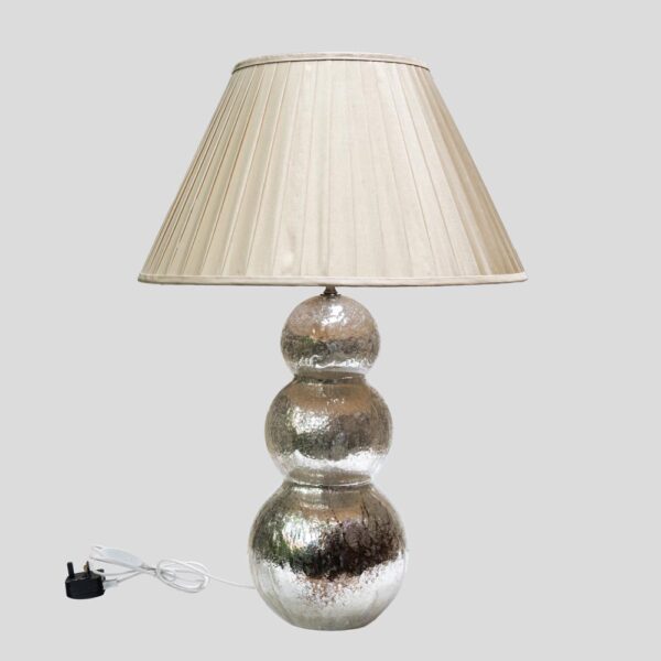Vintage silver Pulegoso blown glass 3 spheres table lamp