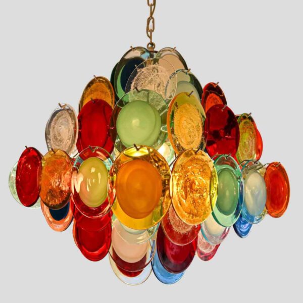 Multicoloured Vistosi Disc of Pulegoso and Sommerso chandelier