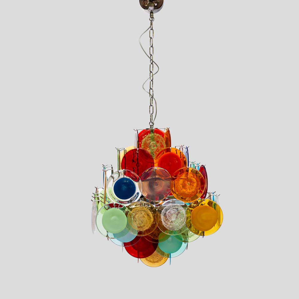 Multicoloured Vistosi Disc of Pulegoso and Sommerso chandelier -FM2454 (10)