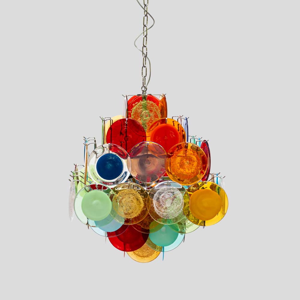 Multicoloured Vistosi Disc of Pulegoso and Sommerso chandelier -FM2454 (11)