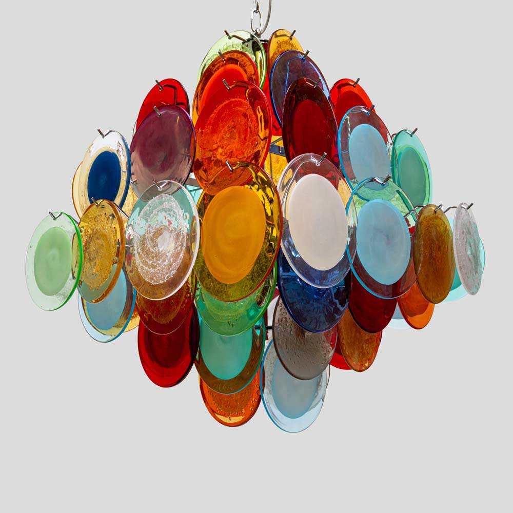 Multicoloured Vistosi Disc of Pulegoso and Sommerso chandelier -FM2454 (2)