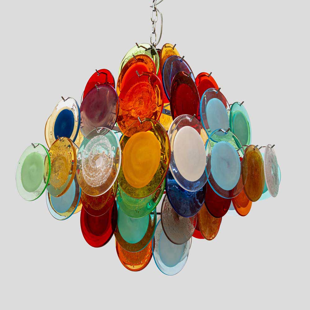 Multicoloured Vistosi Disc of Pulegoso and Sommerso chandelier -FM2454 (4)