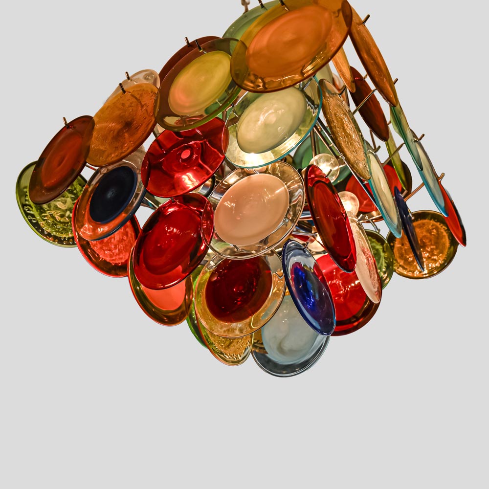 Multicoloured Vistosi Disc of Pulegoso and Sommerso chandelier -FM2454 (5)