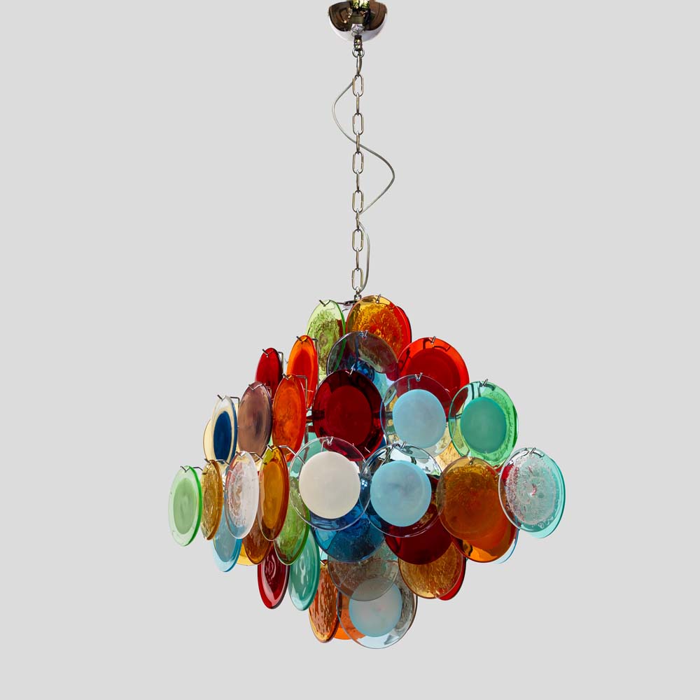 Multicoloured Vistosi Disc of Pulegoso and Sommerso chandelier -FM2454 (6)