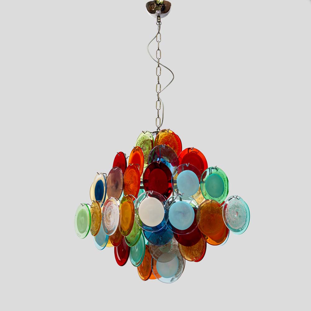 Multicoloured Vistosi Disc of Pulegoso and Sommerso chandelier -FM2454 (7)