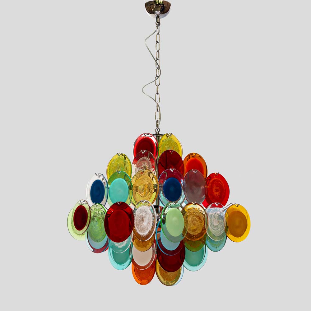 Multicoloured Vistosi Disc of Pulegoso and Sommerso chandelier -FM2454 (8)