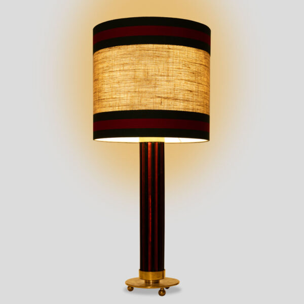 Pair of Murano glass rods on brass metal table lamps