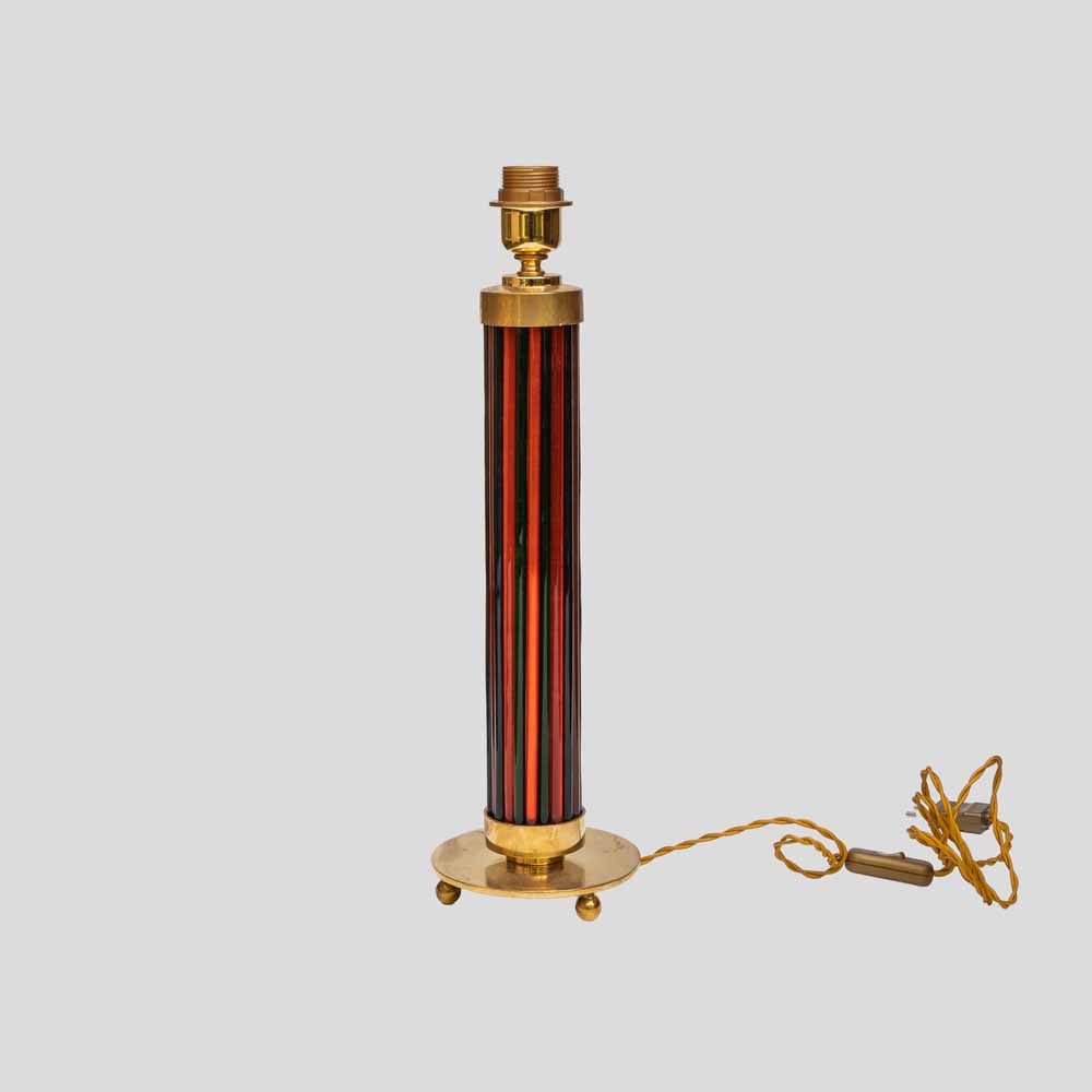 Pair of Murano glass rods on brass metal table lamps-FM2166 (13)