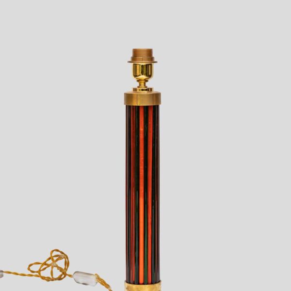 Pair of Murano glass rods on brass metal table lamps