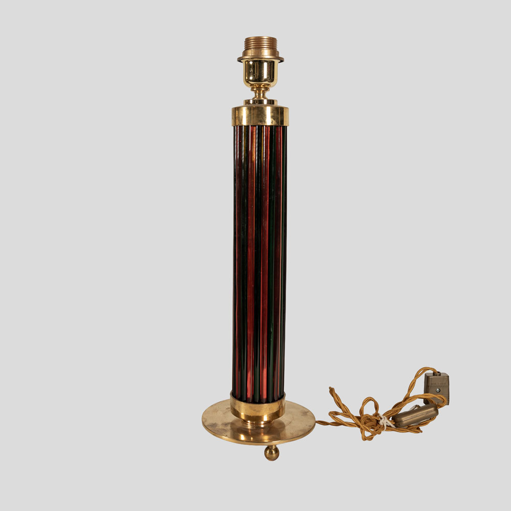 Pair of Murano glass rods on brass metal table lamps-FM2166 (4)