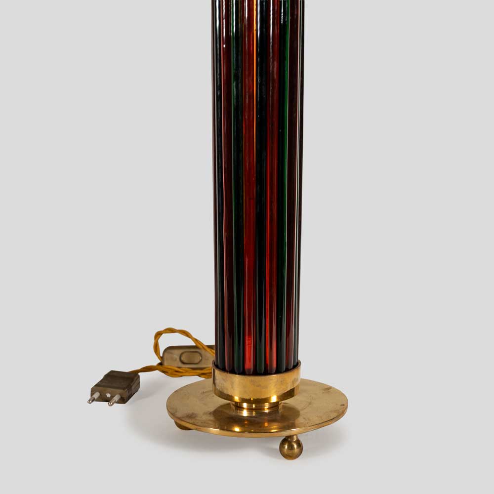 Pair of Murano glass rods on brass metal table lamps-FM2166 (6)