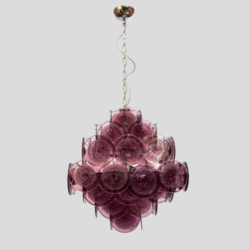 Purple disc pulegoso glass square shaped ceiling light