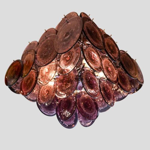 Purple disc pulegoso glass square shaped ceiling light