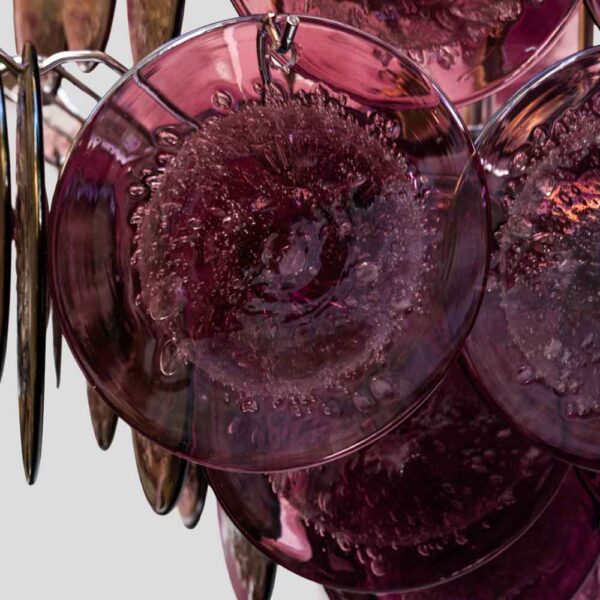 Purple disc pulegoso glass square shaped ceiling light