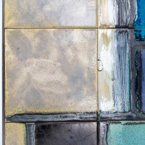 J. Belarti abstract ceramic top on wrought iron structure coffee table