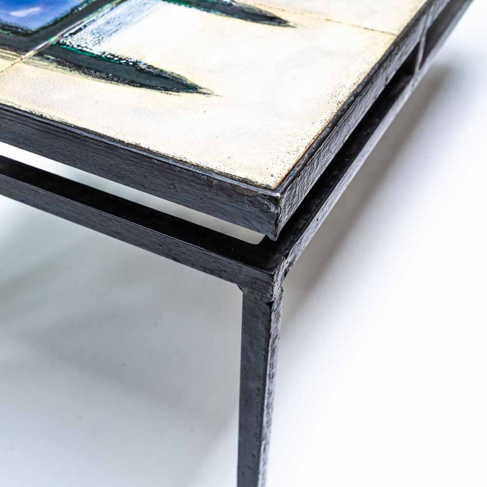 J. Belarti abstract ceramic top on wrought iron structure coffee table – FM2267 (5)