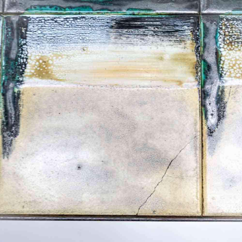 J. Belarti abstract ceramic top on wrought iron structure coffee table – FM2267