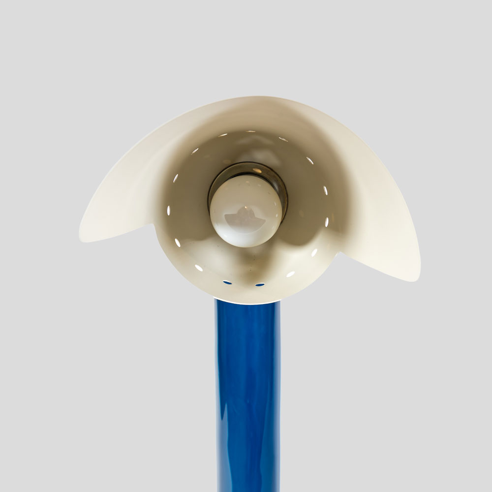 Vintage Murano blue glass and brass shade table lampFM49 (3)