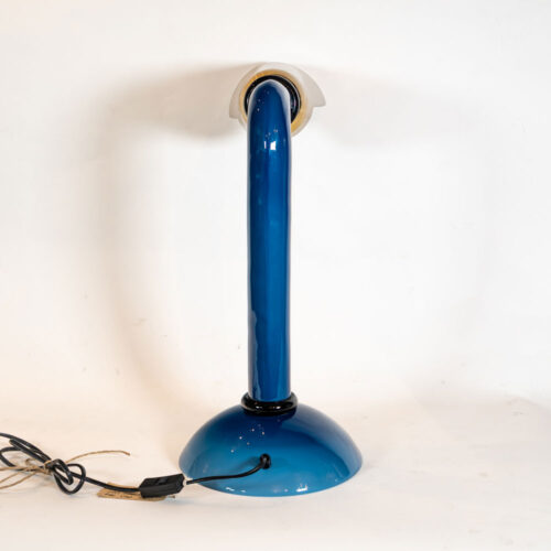 Vintage Murano blue glass and brass shade table lamp