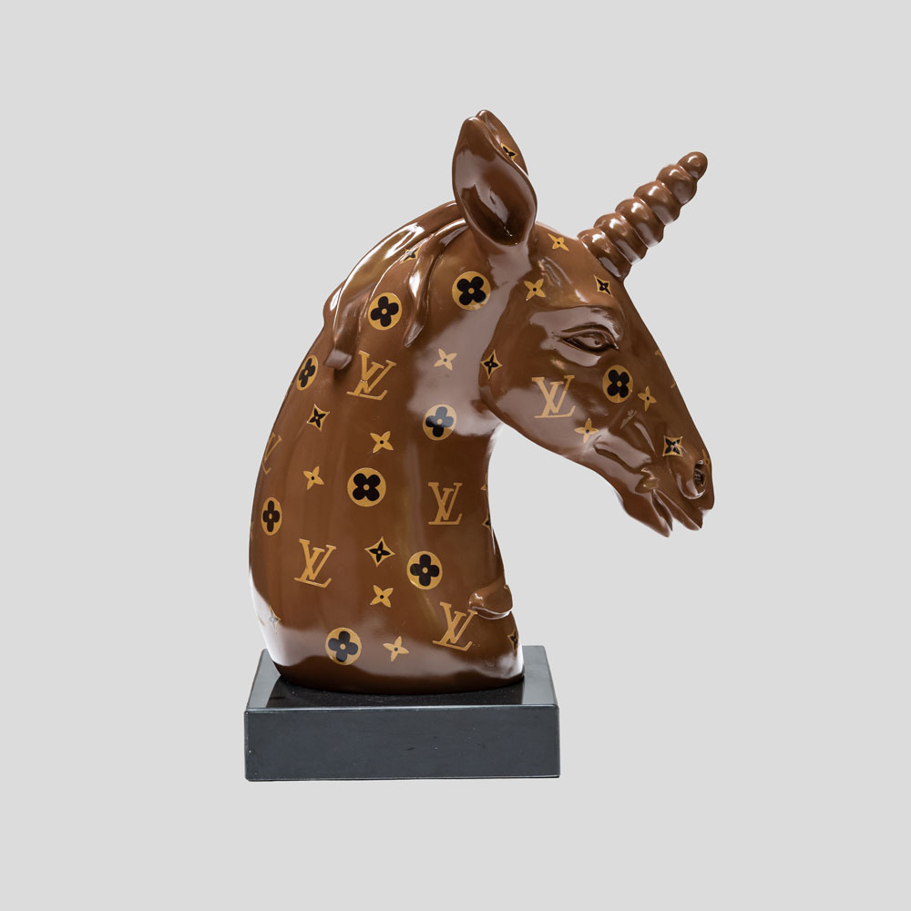 LV Mix media on resin sculpture of a Unicorn 2022-FM2374 (2)