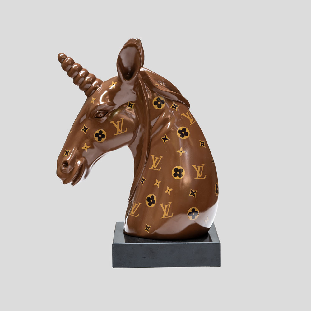 LV Mix media on resin sculpture of a Unicorn 2022-FM2374 (3)