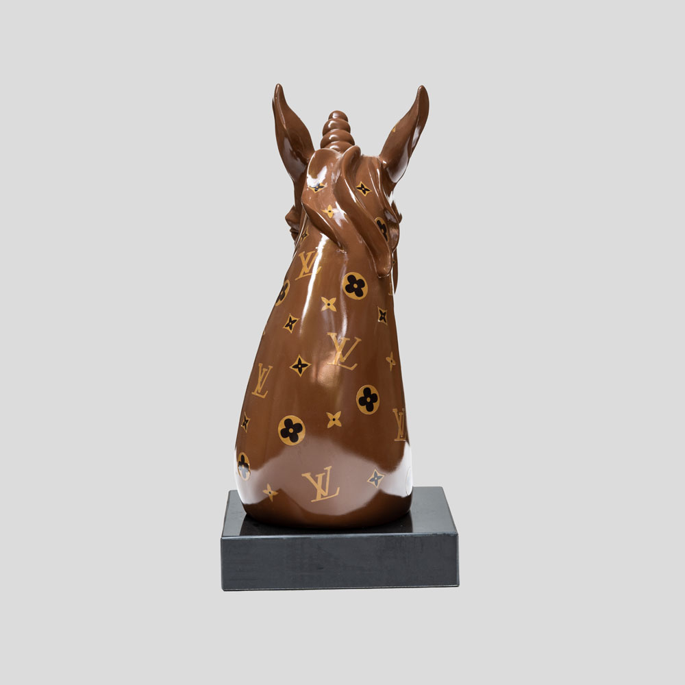 LV Mix media on resin sculpture of a Unicorn 2022-FM2374 (4)