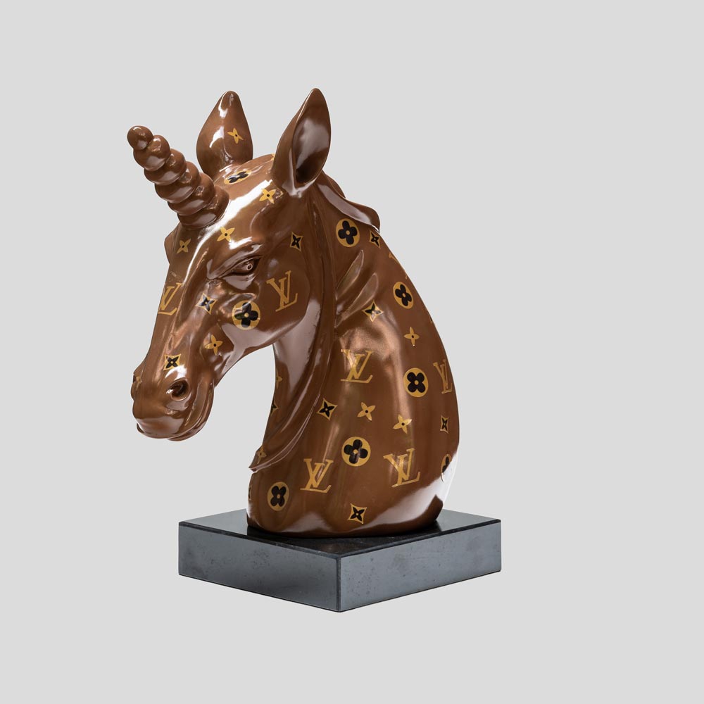 LV Mix media on resin sculpture of a Unicorn 2022-FM2374 (6)