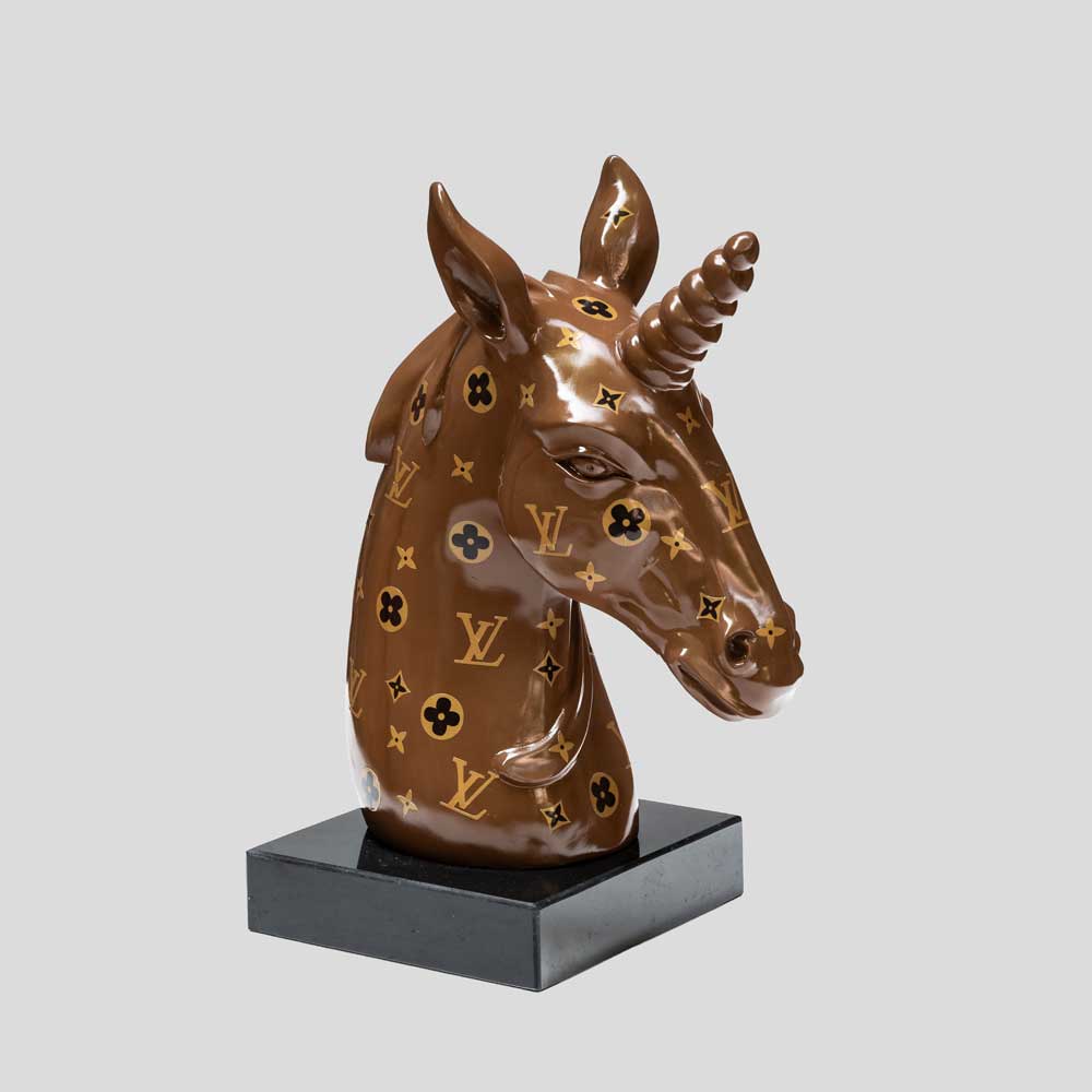 LV Mix media on resin sculpture of a Unicorn 2022-FM2374