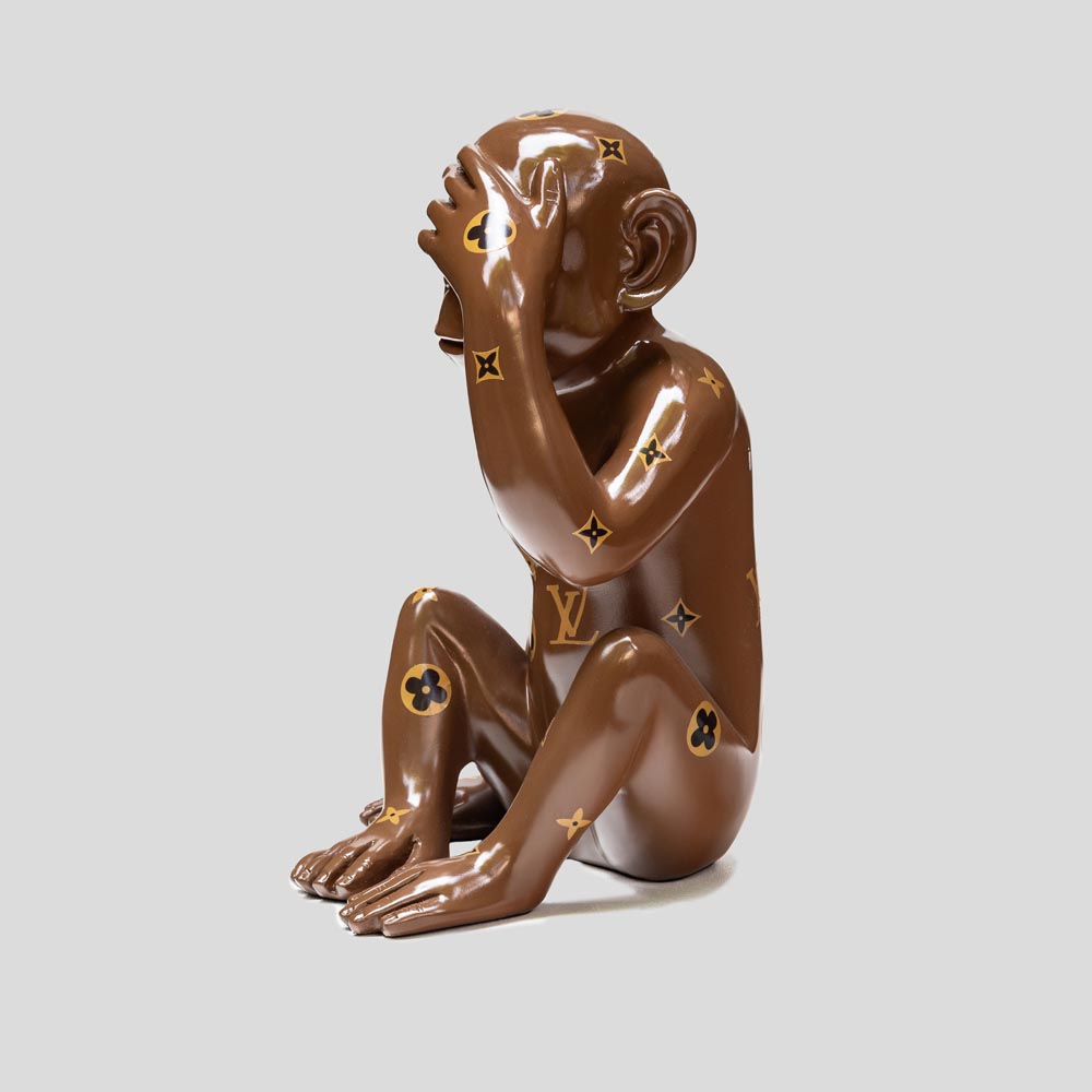 LV Mix media on resin sculpture of a monkey 2022-FM2373 (3)