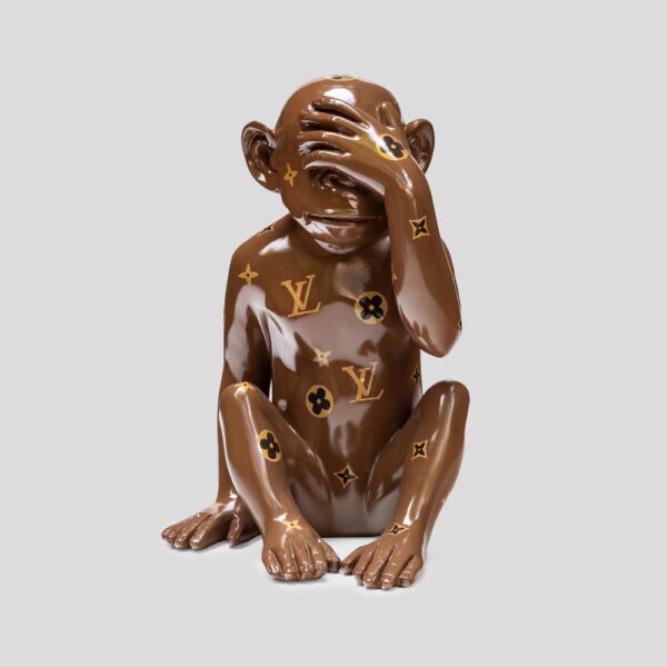 LV Mix media on resin sculpture of a monkey 2022