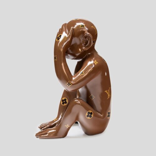 LV Mix media on resin sculpture of a monkey 2022
