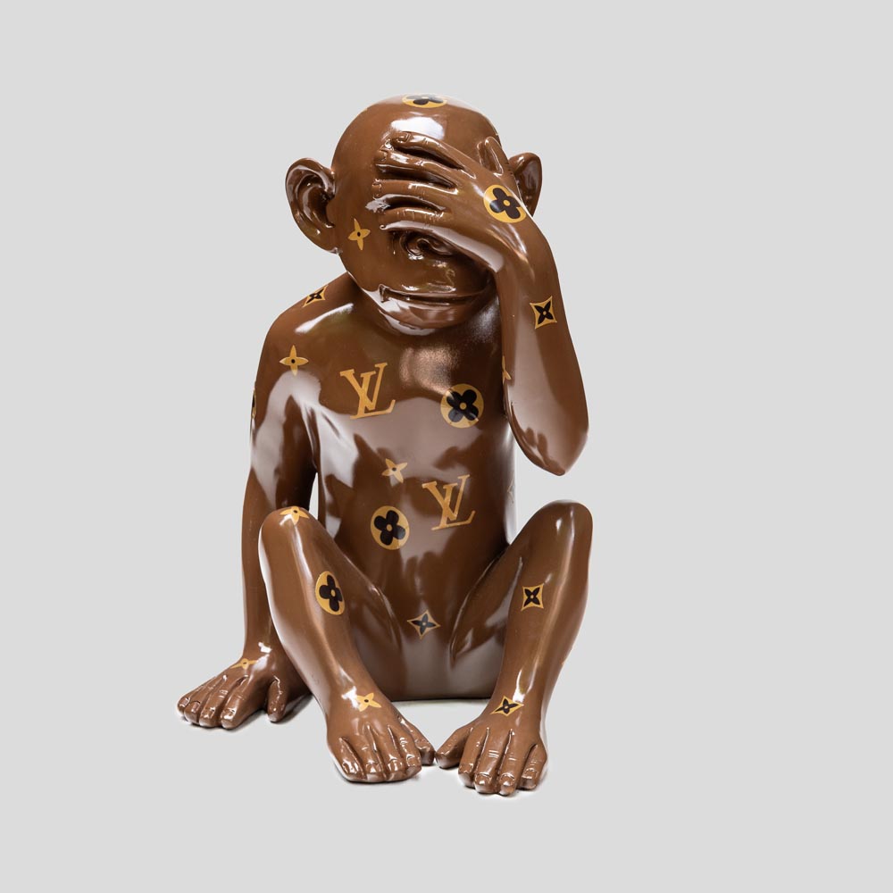 LV Mix media on resin sculpture of a monkey 2022-FM2373 (6)