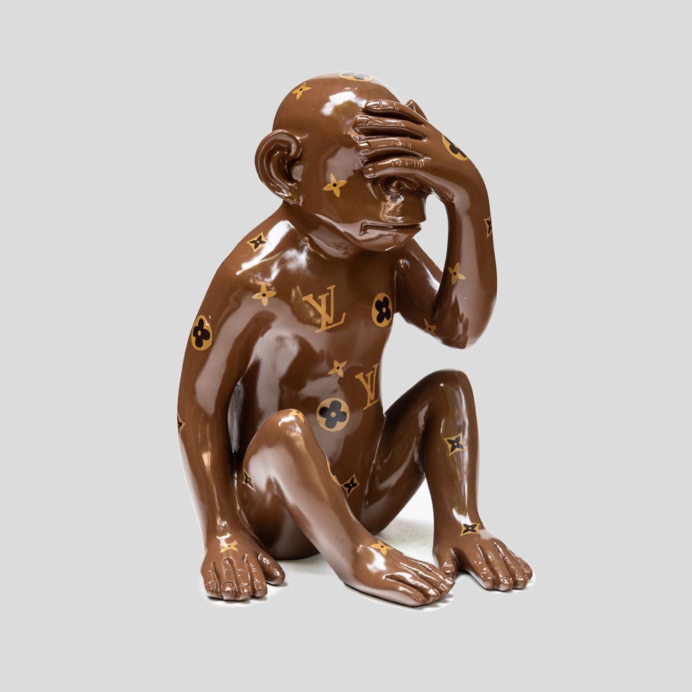 LV Mix media on resin sculpture of a monkey 2022-FM2373 (7)